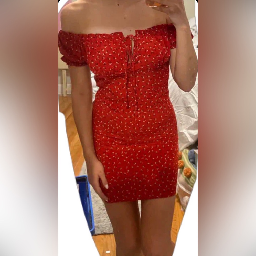 Red Floral Mini Dress
